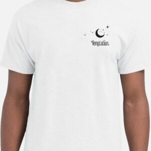 Tee-shirt blanc Mixte "Temptation avec logo imprimé côté gauche"