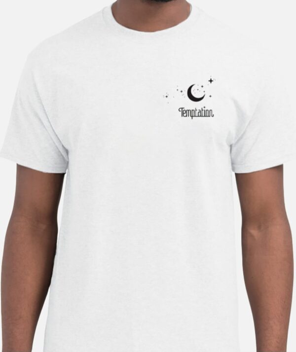 Tee-shirt blanc Mixte "Temptation avec logo imprimé côté gauche"