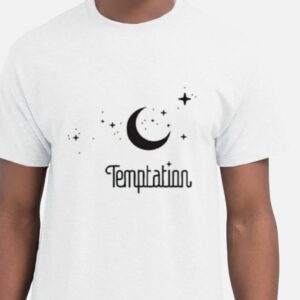 Tee shirt blanc mixte "Temptation" avec imprimé centrale
